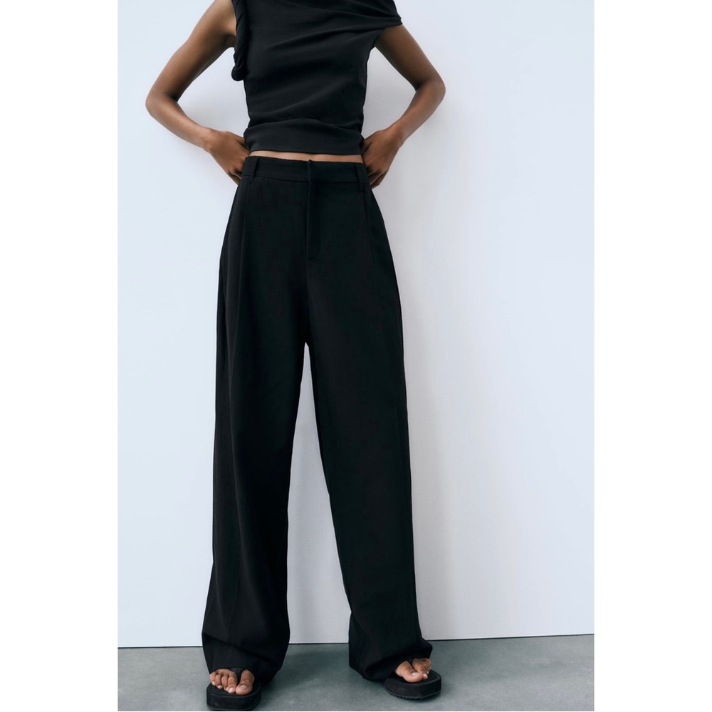 Zara Linen Blend Full Length Pants